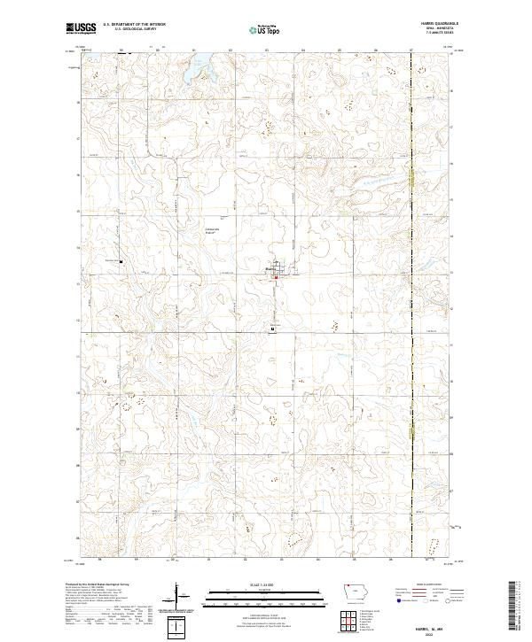 Harris, IA-MN — USGS 7.5-minute topo (2022)