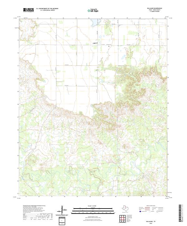 Gilliland, TX — USGS 7.5-minute topo (2022)