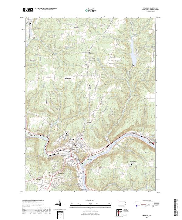 Franklin, PA — USGS 7.5-minute topo (2023)