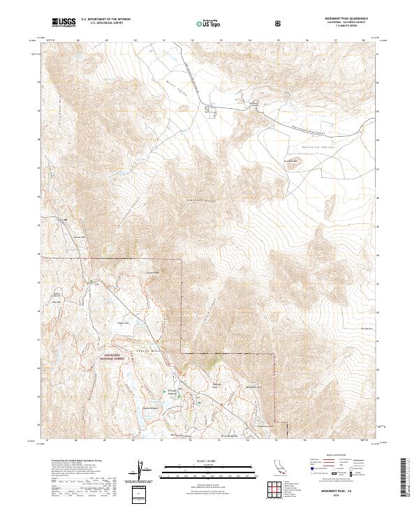 Monument Peak, CA — USGS 7.5-minute topo (2021)