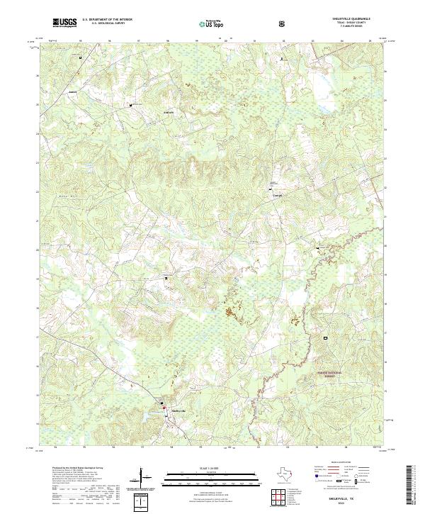 Shelbyville, TX — USGS 7.5-minute topo (2022)
