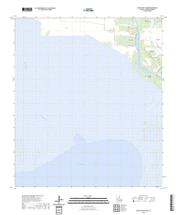 Jacks Point Island, LA — USGS 7.5-minute topo (2024)
