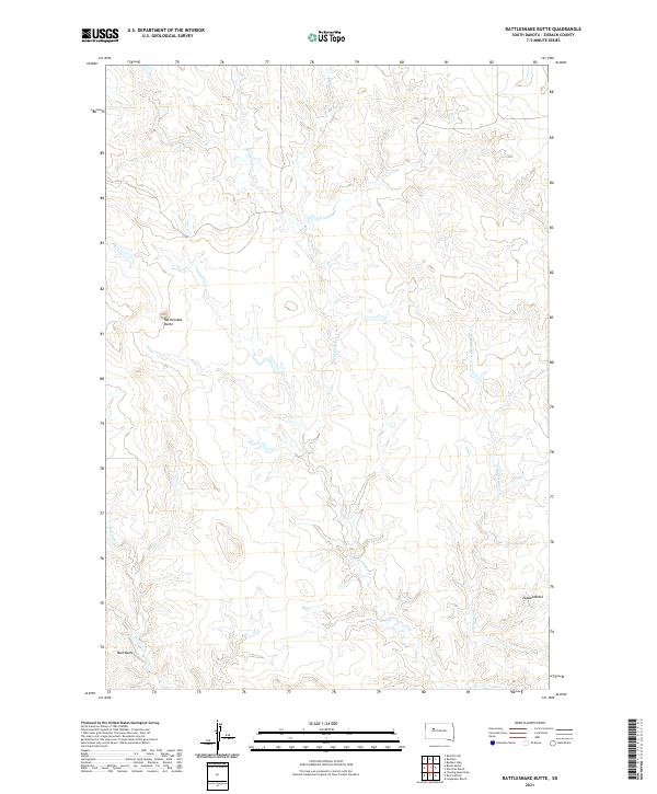 Rattlesnake Butte, SD — USGS 7.5-minute topo (2021)