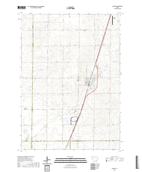 Ashton, IA — USGS 7.5-minute topo (2022)