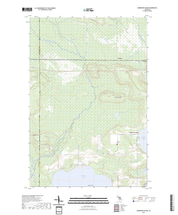 Hardwood Island, MI — USGS 7.5-minute topo (2023)