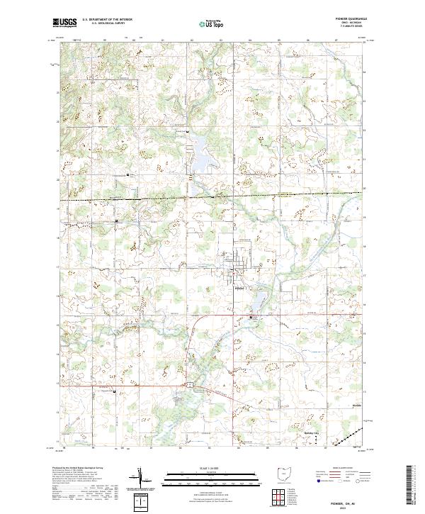 Pioneer, OH-MI — USGS 7.5-minute topo (2023)