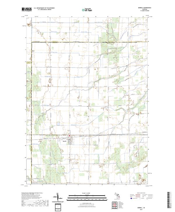 Merrill, MI — USGS 7.5-minute topo (2023)