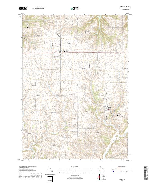 Linden, WI — USGS 7.5-minute topo (2022)