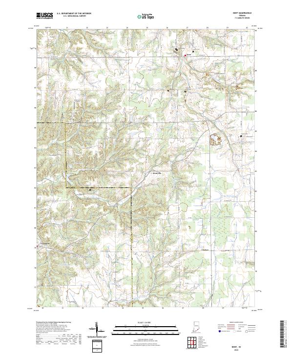 Kent, IN — USGS 7.5-minute topo (2022)