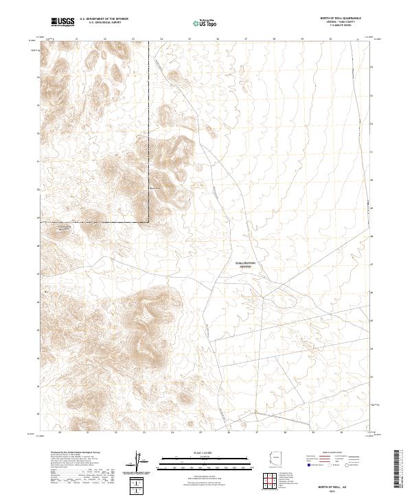North of Roll, AZ — USGS 7.5-minute topo (2021)