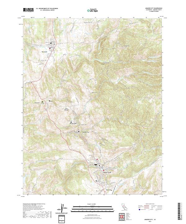 Amador City, CA — USGS 7.5-minute topo (2021)