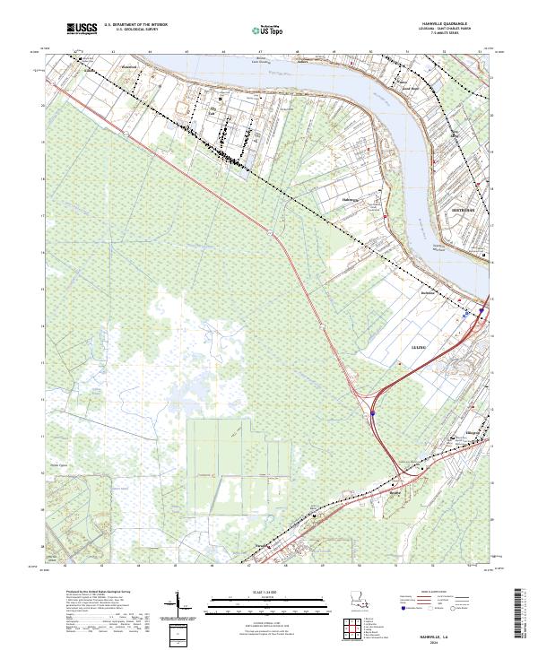 Hahnville, LA — USGS 7.5-minute topo (2024)