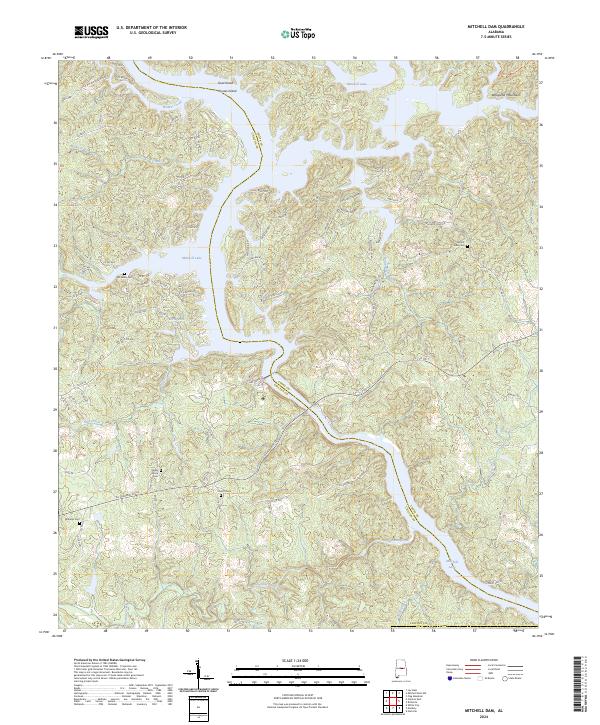 Mitchell Dam, AL — USGS 7.5-minute topo (2024)