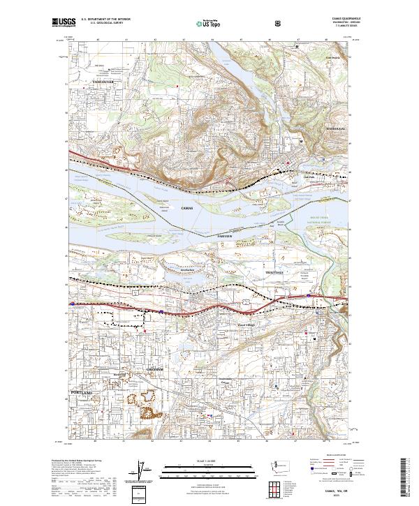 Camas, WA-OR — USGS 7.5-minute topo (2023)