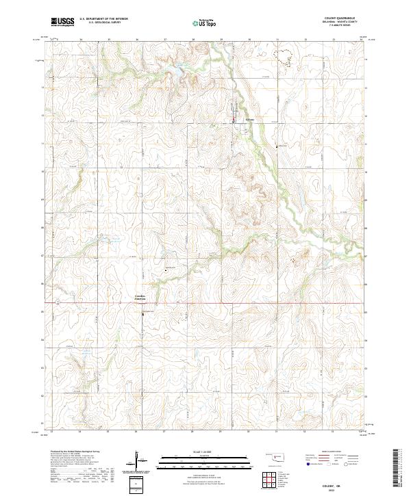 Colony, OK — USGS 7.5-minute topo (2022)