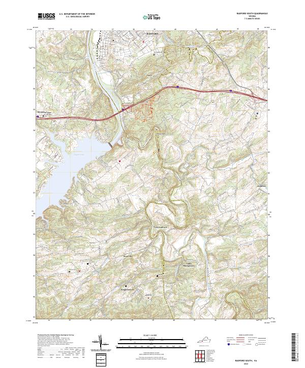 Radford South, VA — USGS 7.5-minute topo (2022)