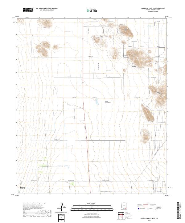 Squaretop Hills West, AZ — USGS 7.5-minute topo (2021)
