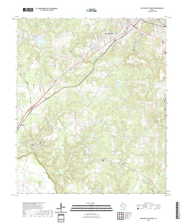 Southwest Palestine, TX — USGS 7.5-minute topo (2022)