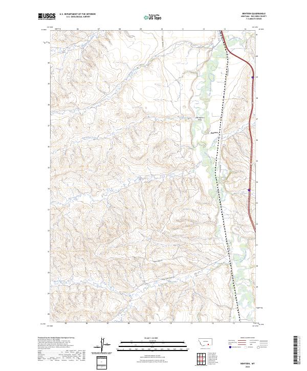Benteen, MT — USGS 7.5-minute topo (2024)
