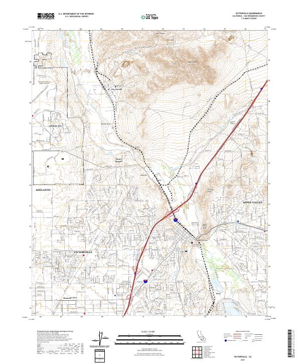 Victorville, CA — USGS 7.5-minute topo (2021)
