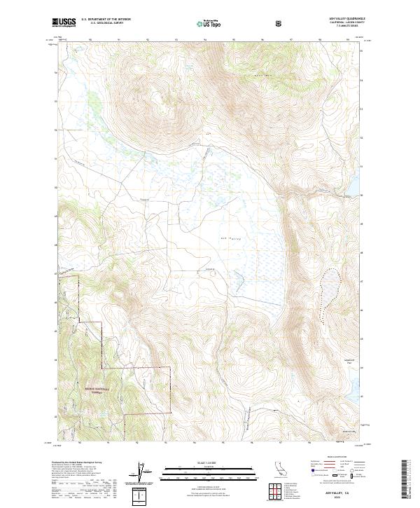 Ash Valley, CA — USGS 7.5-minute topo (2022)