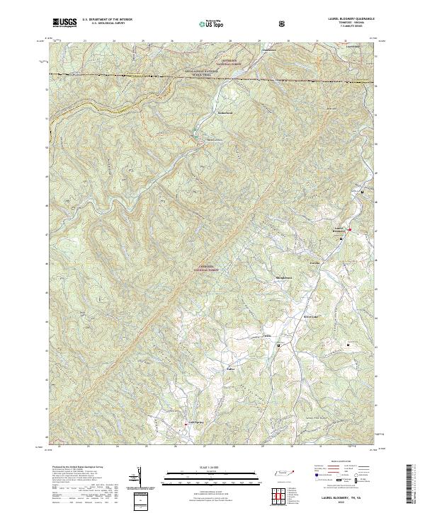 Laurel Bloomery, TN-VA — USGS 7.5-minute topo (2022)