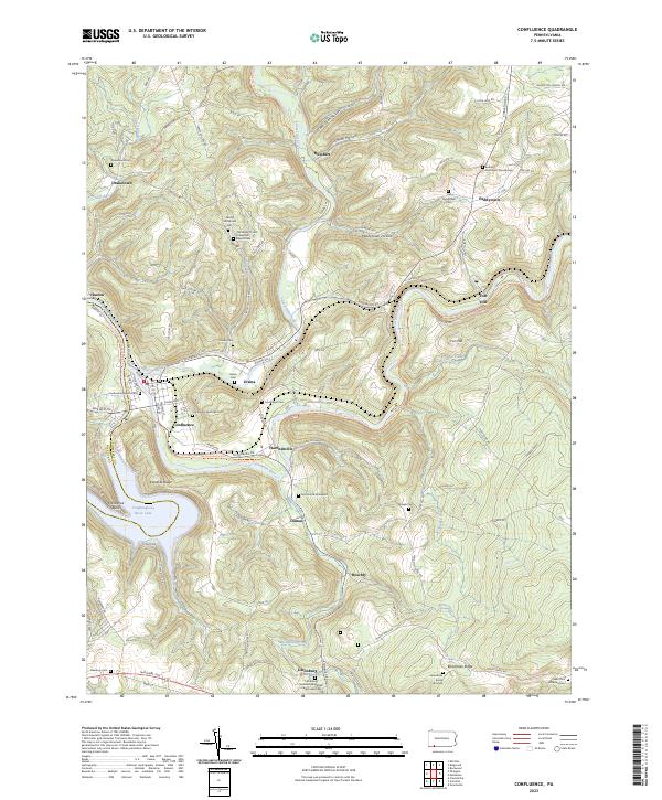 Confluence, PA — USGS 7.5-minute topo (2023)