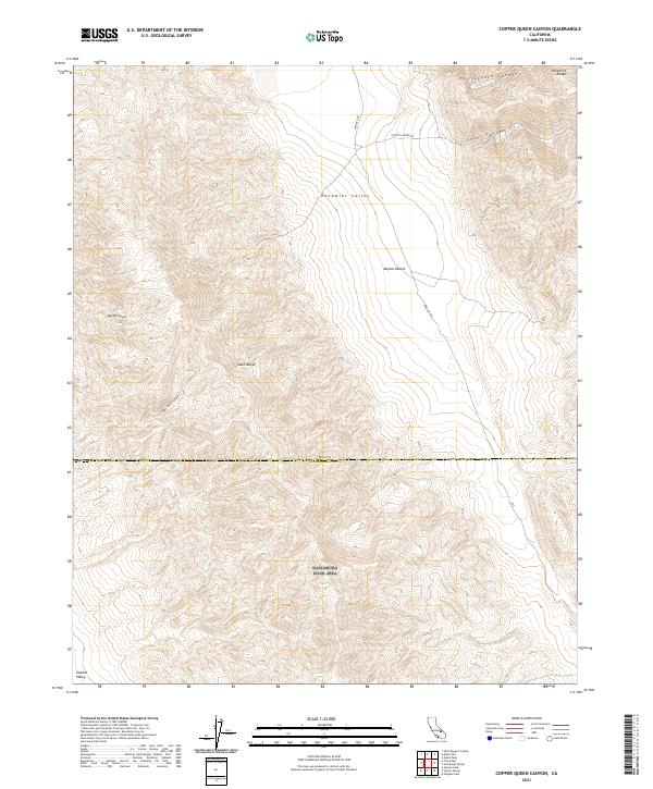 Copper Queen Canyon, CA — USGS 7.5-minute topo (2021)