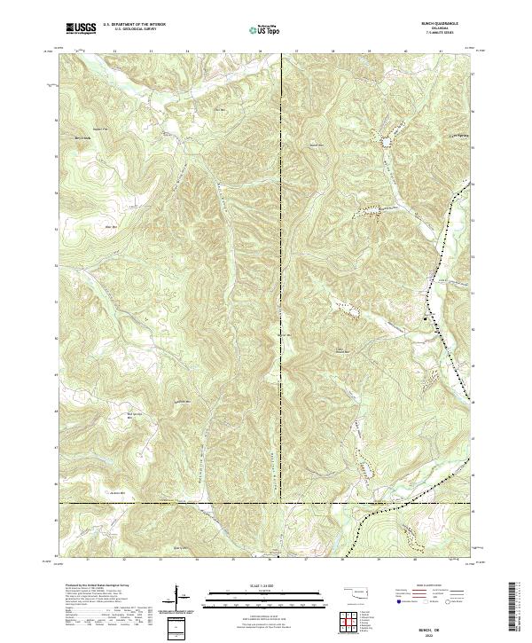 Bunch, OK — USGS 7.5-minute topo (2022)