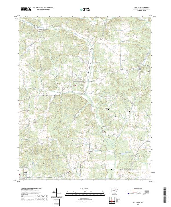 Charlotte, AR — USGS 7.5-minute topo (2024)