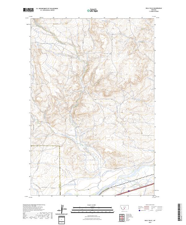 Kelly Hills, MT — USGS 7.5-minute topo (2024)