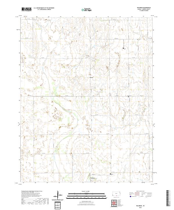 Waldron, KS — USGS 7.5-minute topo (2022)