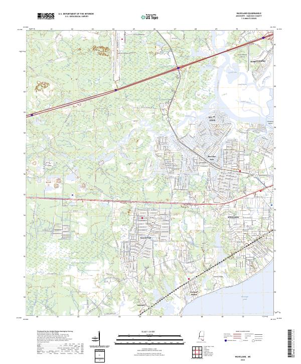 Waveland, MS — USGS 7.5-minute topo (2024)