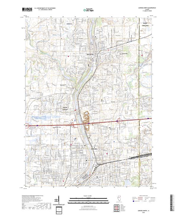 Aurora North, IL — USGS 7.5-minute topo (2024)