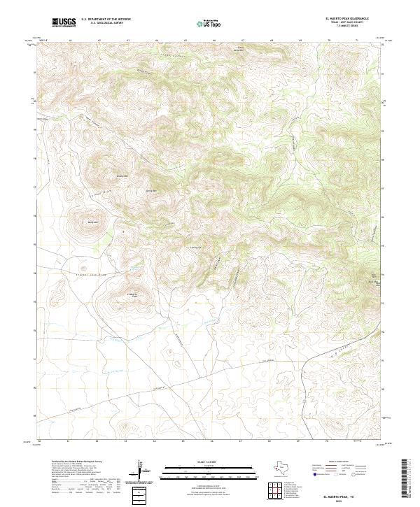 El Muerto Peak, TX — USGS 7.5-minute topo (2022)