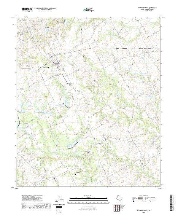 Blooming Grove, TX — USGS 7.5-minute topo (2022)