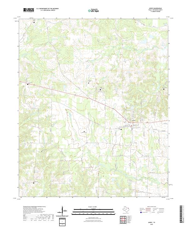 Avery, TX — USGS 7.5-minute topo (2022)