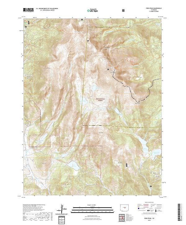 Pikes Peak, CO — USGS 7.5-minute topo (2022)