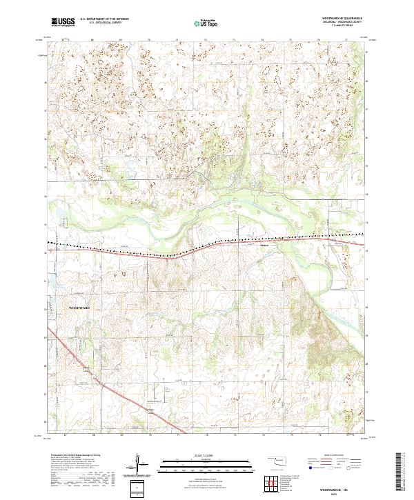 Woodward NE, OK — USGS 7.5-minute topo (2022)