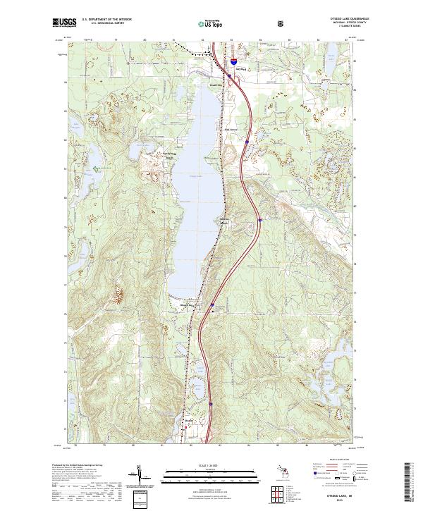 Otsego Lake, MI — USGS 7.5-minute topo (2023)