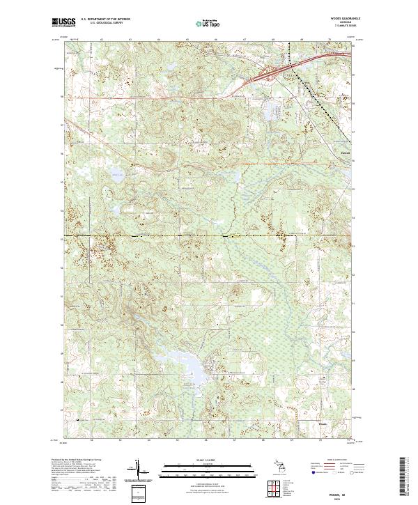 Woods, MI — USGS 7.5-minute topo (2023)