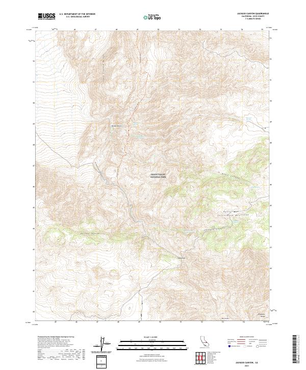 Jackass Canyon, CA — USGS 7.5-minute topo (2021)