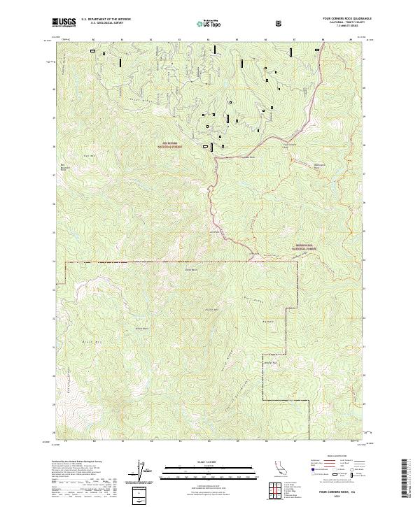 Four Corners Rock, CA — USGS 7.5-minute topo (2021)