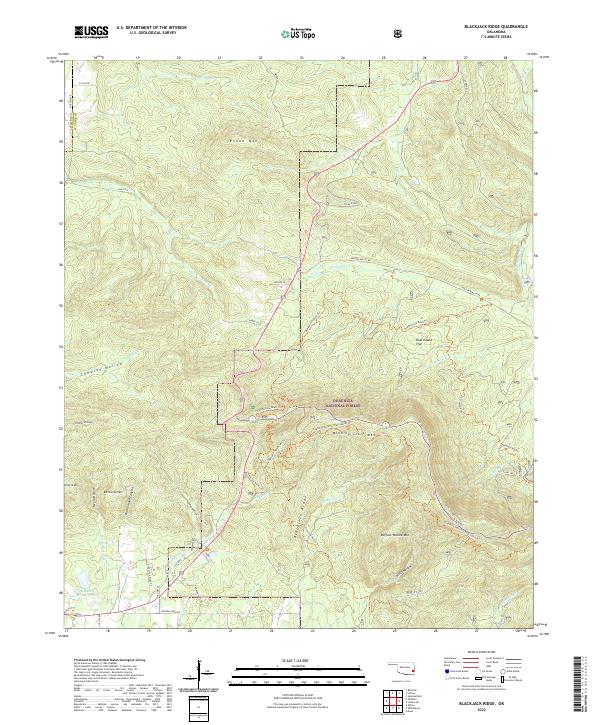 Blackjack Ridge, OK — USGS 7.5-minute topo (2022)