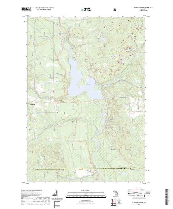 Alcona Dam Pond, MI — USGS 7.5-minute topo (2023)