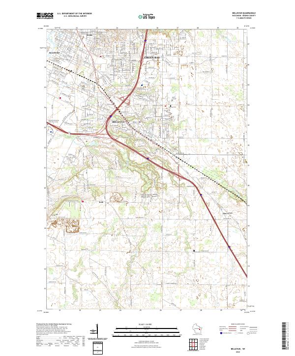 Bellevue, WI — USGS 7.5-minute topo (2022)