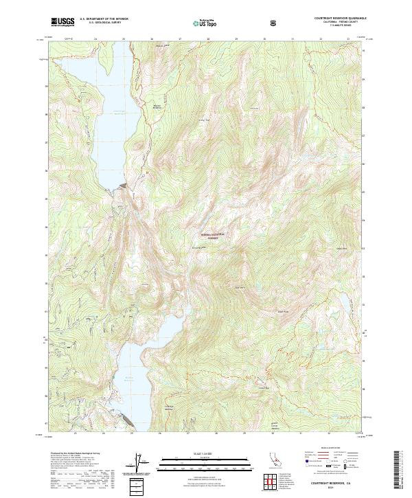 Courtright Reservoir, CA — USGS 7.5-minute topo (2021)