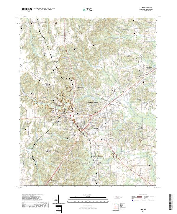 Paris, TN — USGS 7.5-minute topo (2022)