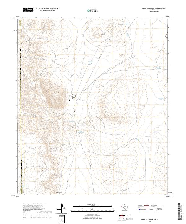 Cerro Alto Mountain, TX — USGS 7.5-minute topo (2022)
