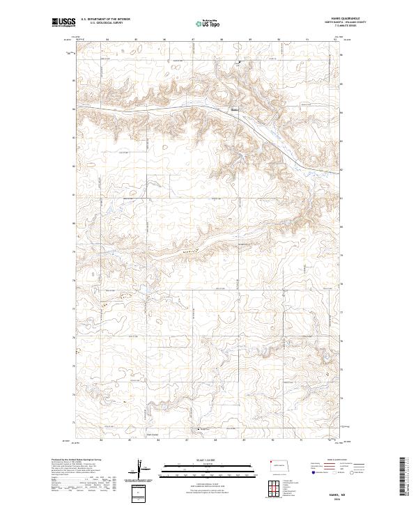 Hanks, ND — USGS 7.5-minute topo (2024)